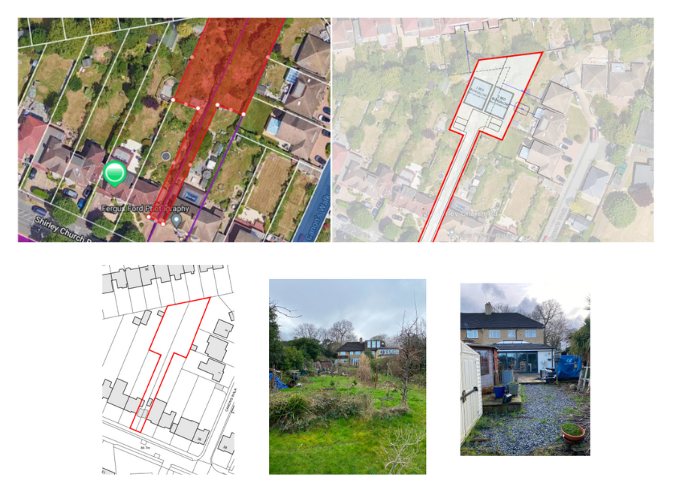 Shirley Church Road — site location maps, plan and photographs of the plot
